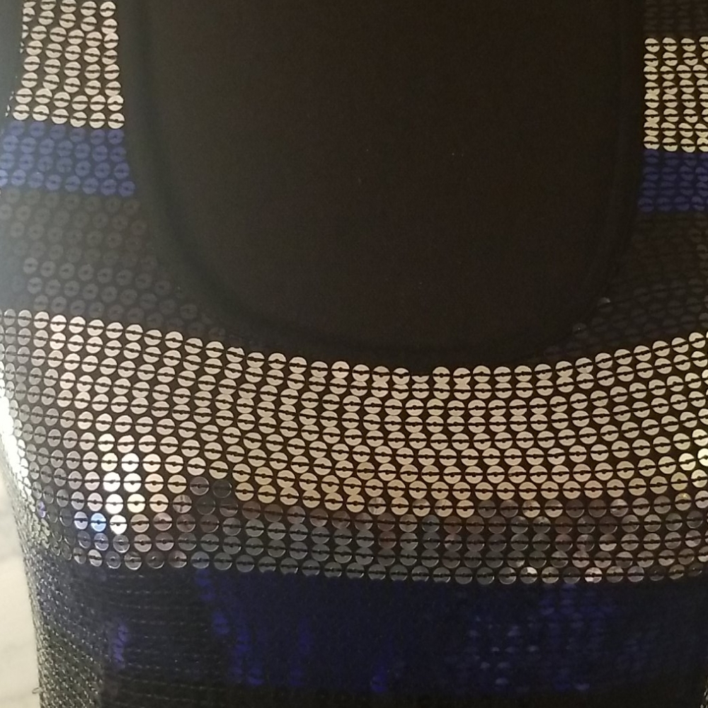 Forever21 Silver, Blue and Black Sequin Halter Top Size Small - Picture 4 of 4
